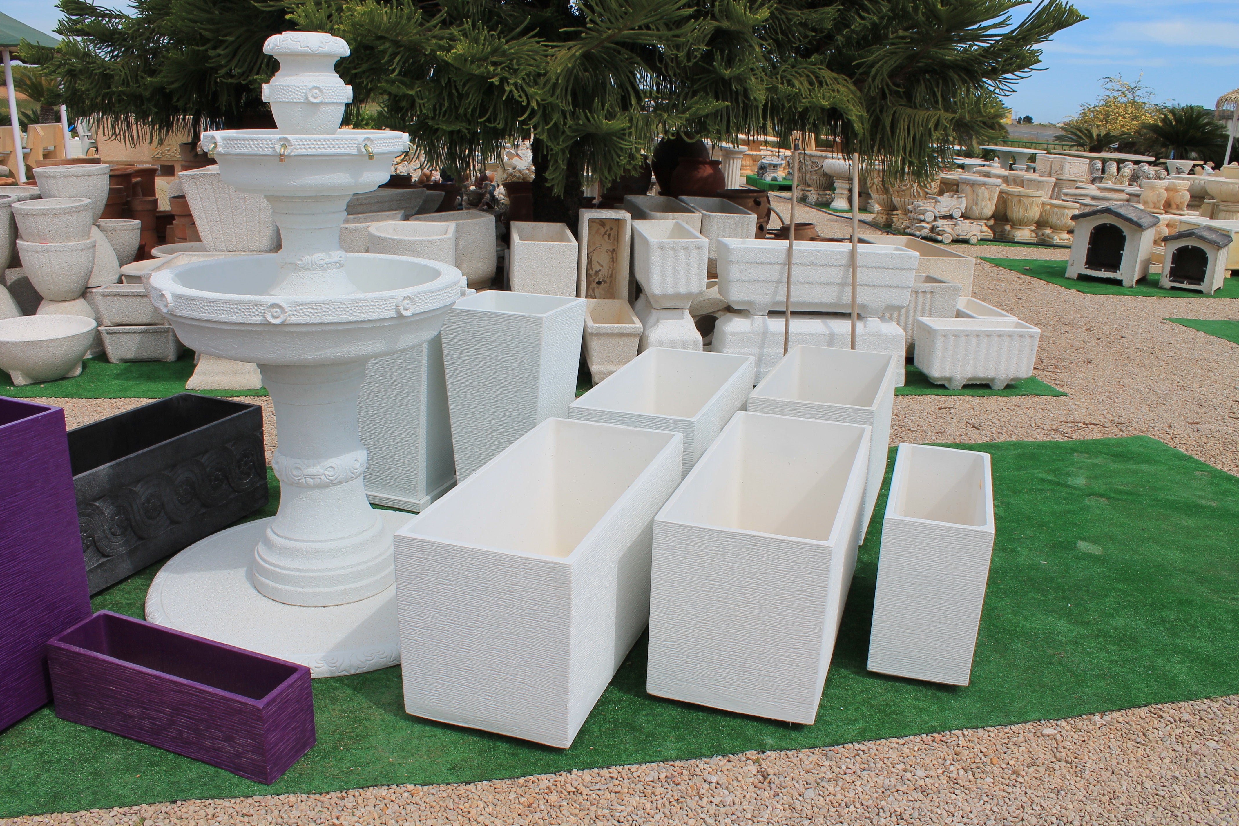 Jardinière Pacifique 90x40x48cm. en Béton Pierre allégé. Blanc - 3