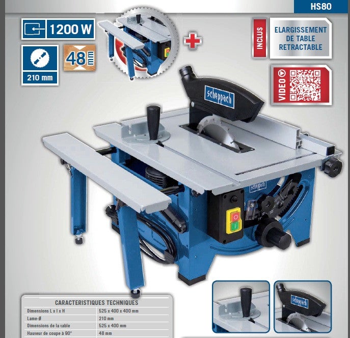 Sierra circular de mesa SCHEPPACH HS80 - 230V 50Hz 1200W - 5901302901 - 2