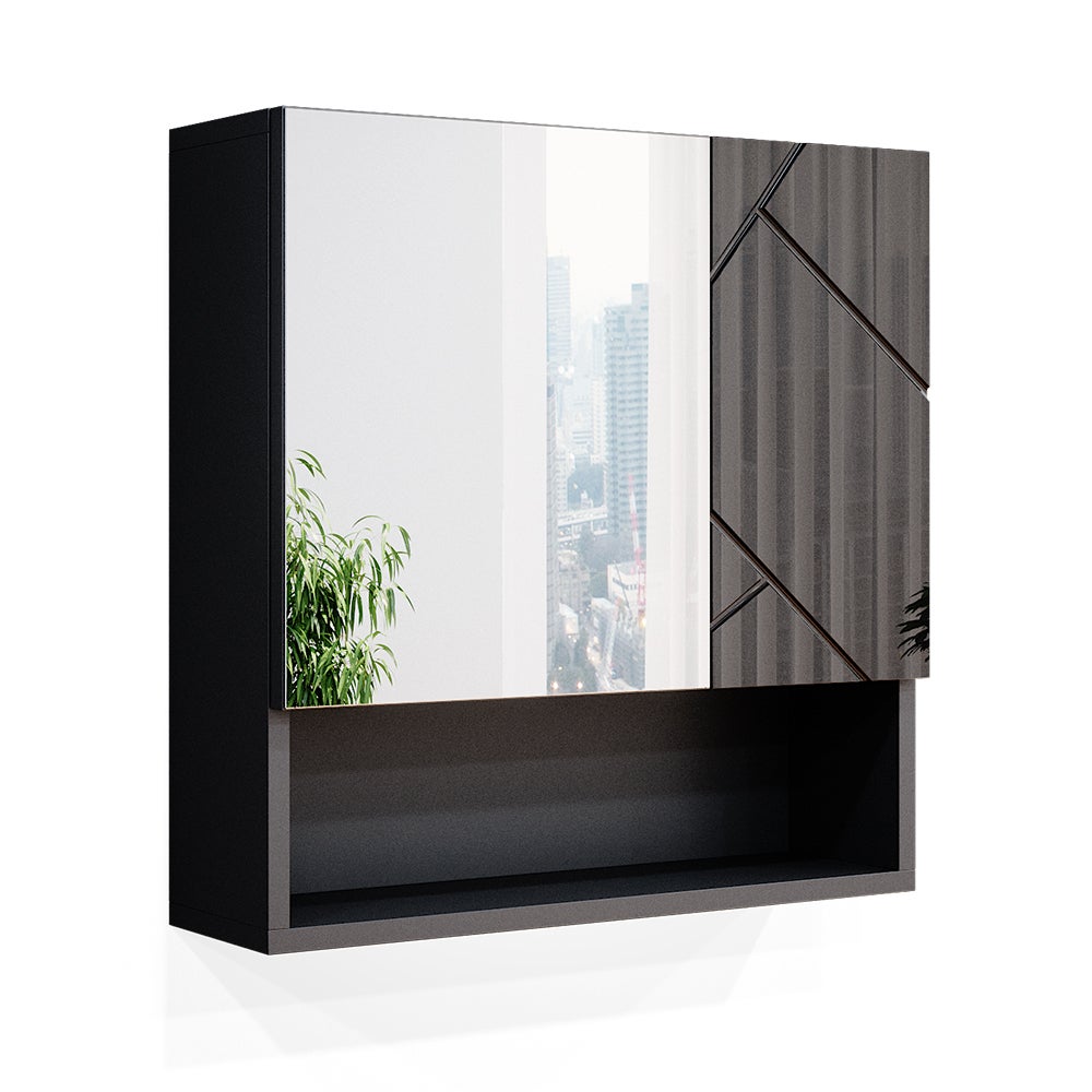 Vicco Szafka z lustrem w łazience Irma, Antracyt wysoki połysk, 54 x 55 cm