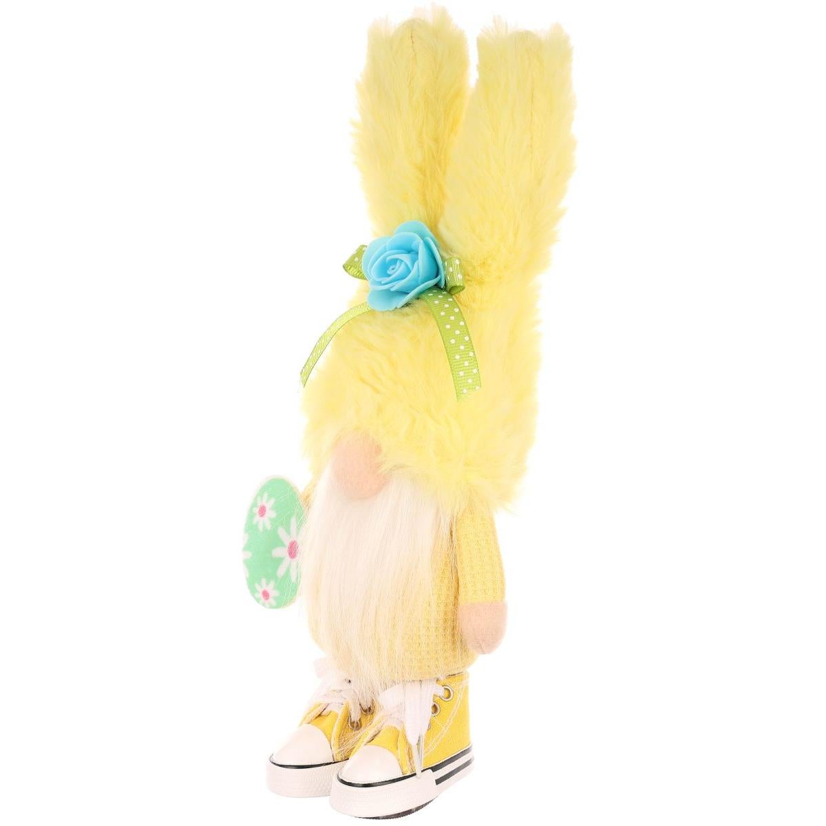 Skrzat gnom dekoracja wiosenna zajączek w trampkach 25 cm żółty