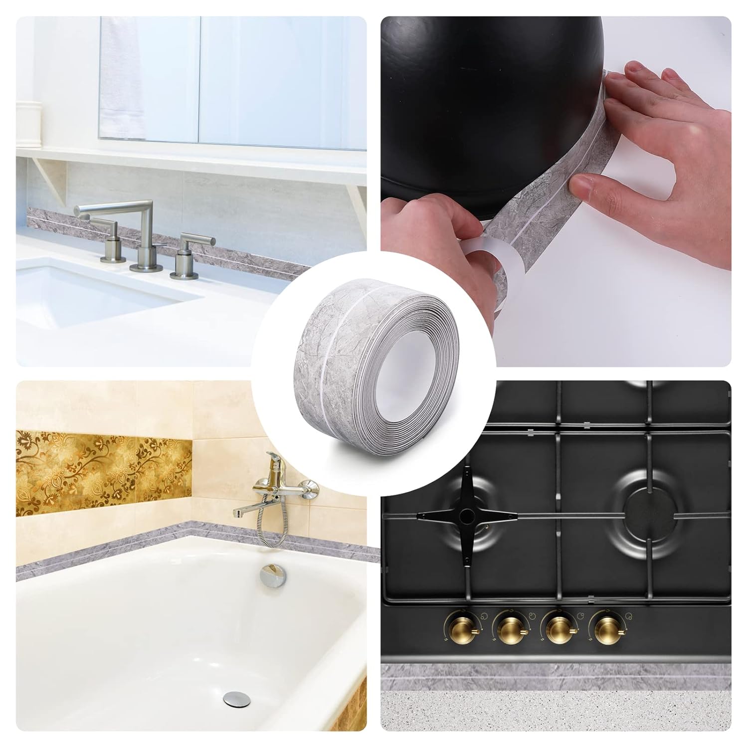 Ruban Adhésif Décoratif Anti-moisissure Udewo – 6 M – Blanc – étanchéité Céramique