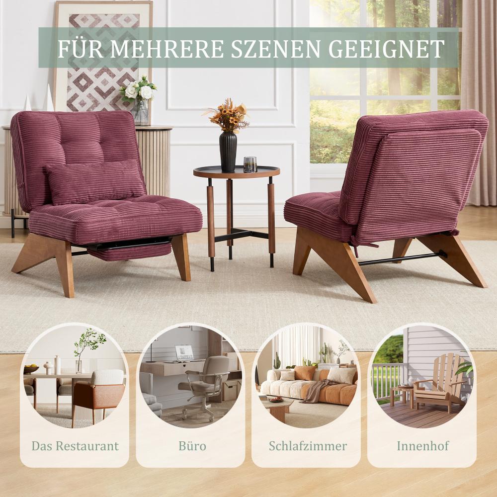Fauteuil relax moderne en velours côtelé réglable avec repose-pieds, coussin lombaire et pieds en bois massif - 7