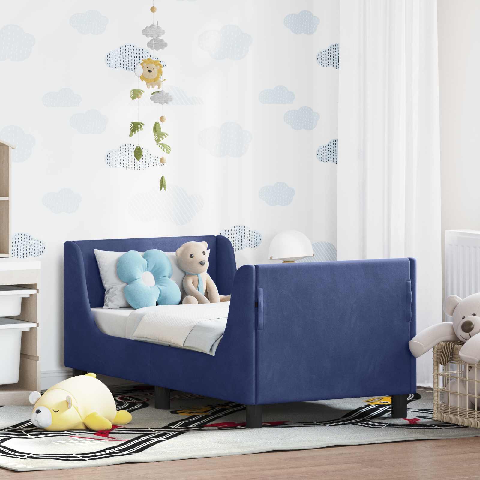 Neamou Jupe De Lit Pour Tout-Petits Avec Pompons - Volant Microfibre 28x52 Pouces - Chambre Bébé Confortable