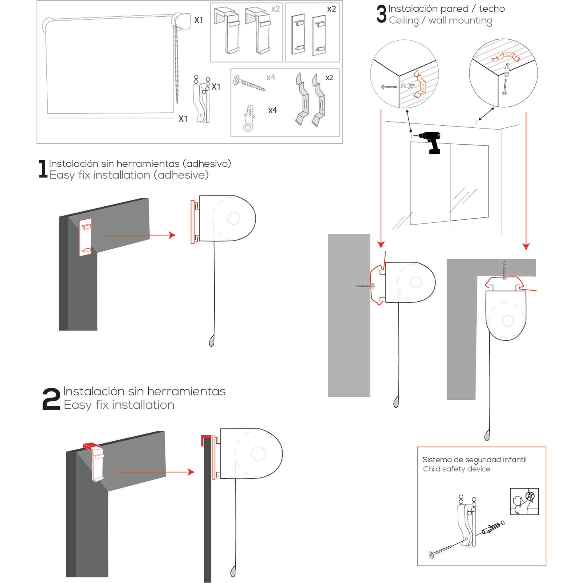 ECOMMERC3 | Tenda Liscia Traslucida Easyfix Misura 67x180 Larghezza x Altezza - Tenda SENZA ATTREZZI Tessuto Misura 64x175 - 5