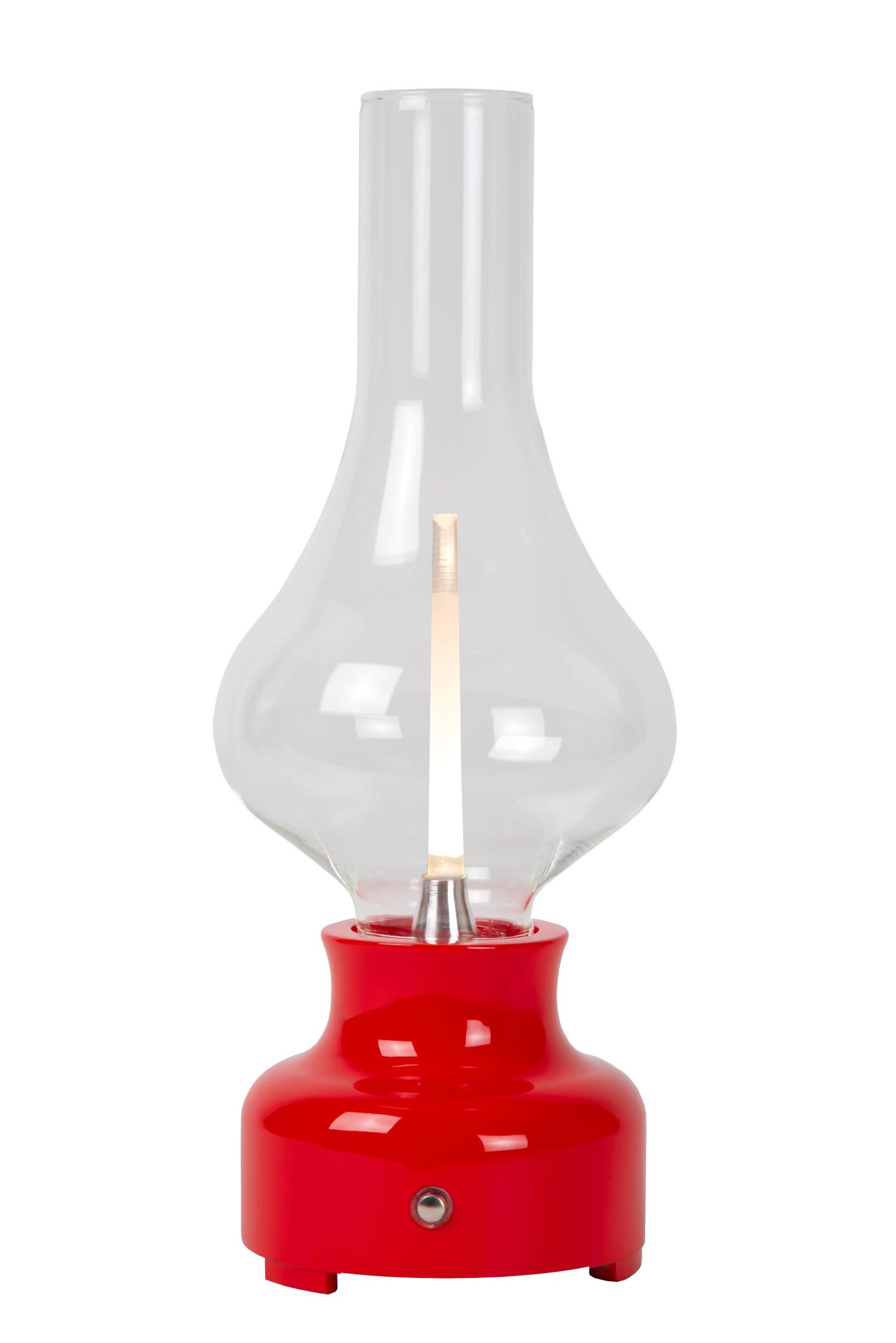 Lampa stołowa retro czerwono-przezroczysty Jason LED 2W Ciepła biel 3000K 122lm Lucide