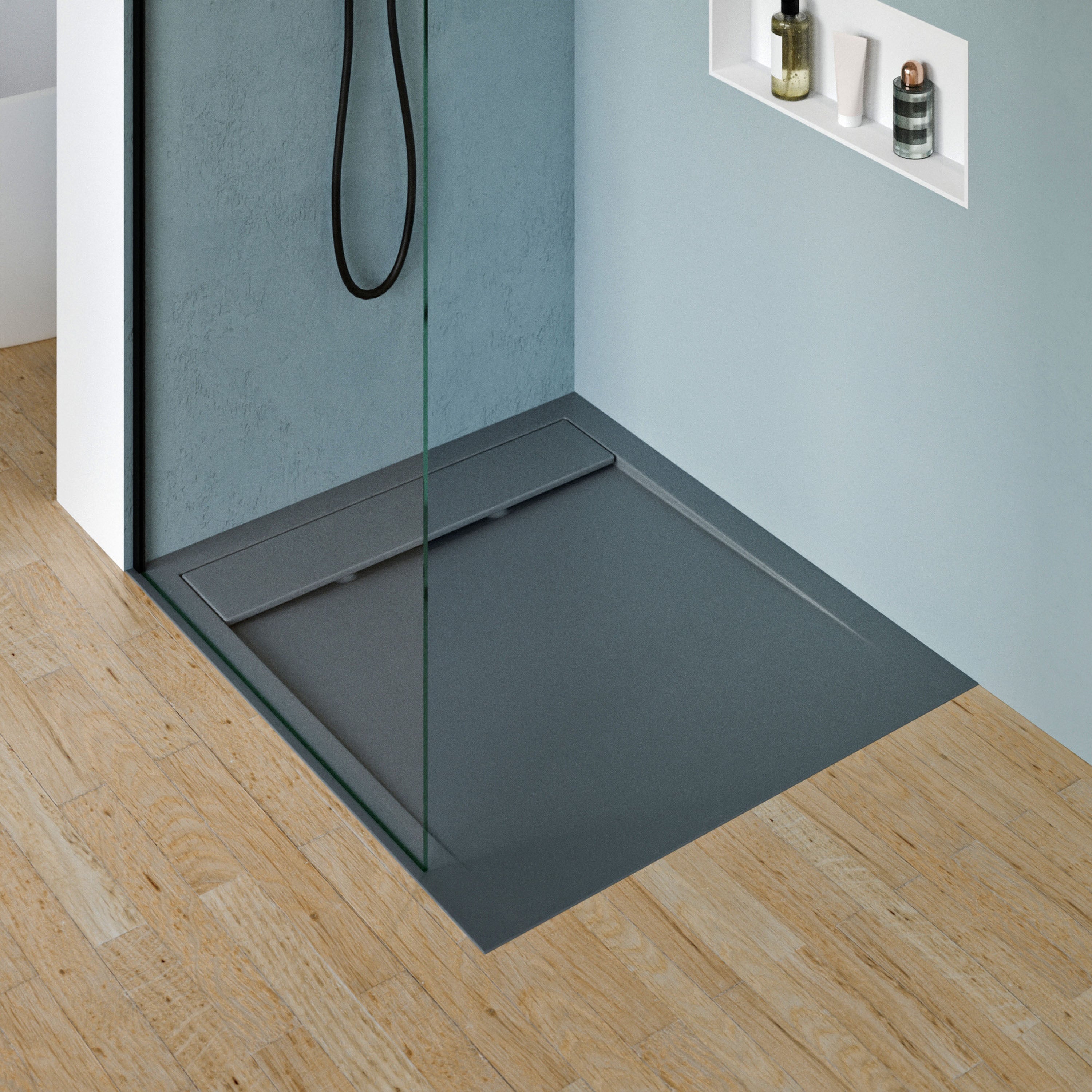 Bernstein Brodzik prysznicowy 100x90 kompozyt GFK antracyt mat - 3