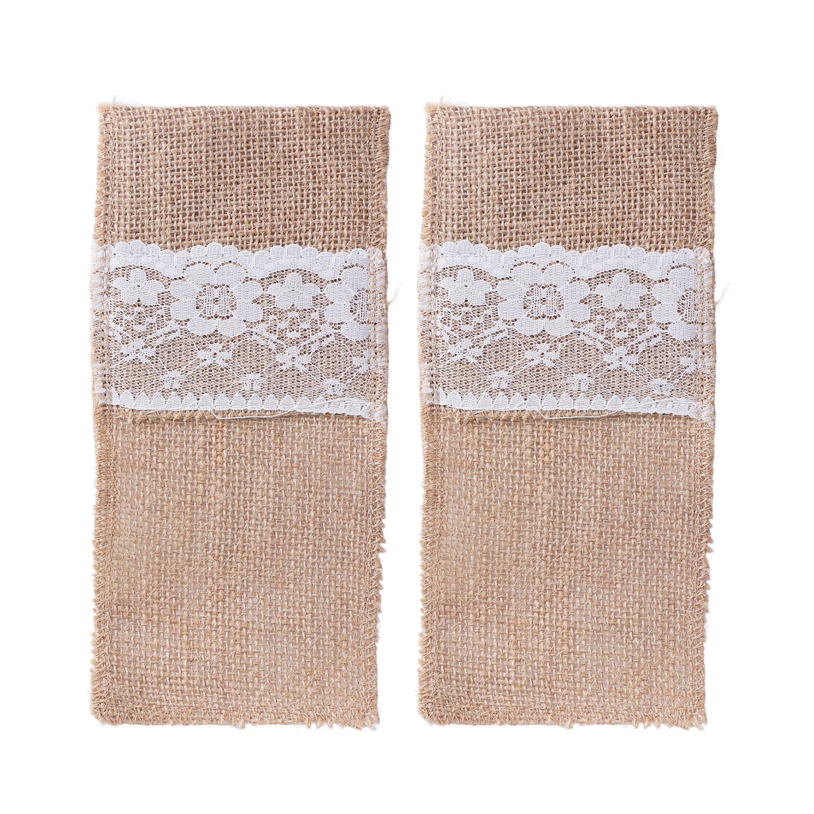 Lot De 20 Pochettes à Couverts En Toile De Jute Naturelle Alnicov - Décoration Table Mariage Et Banquet
