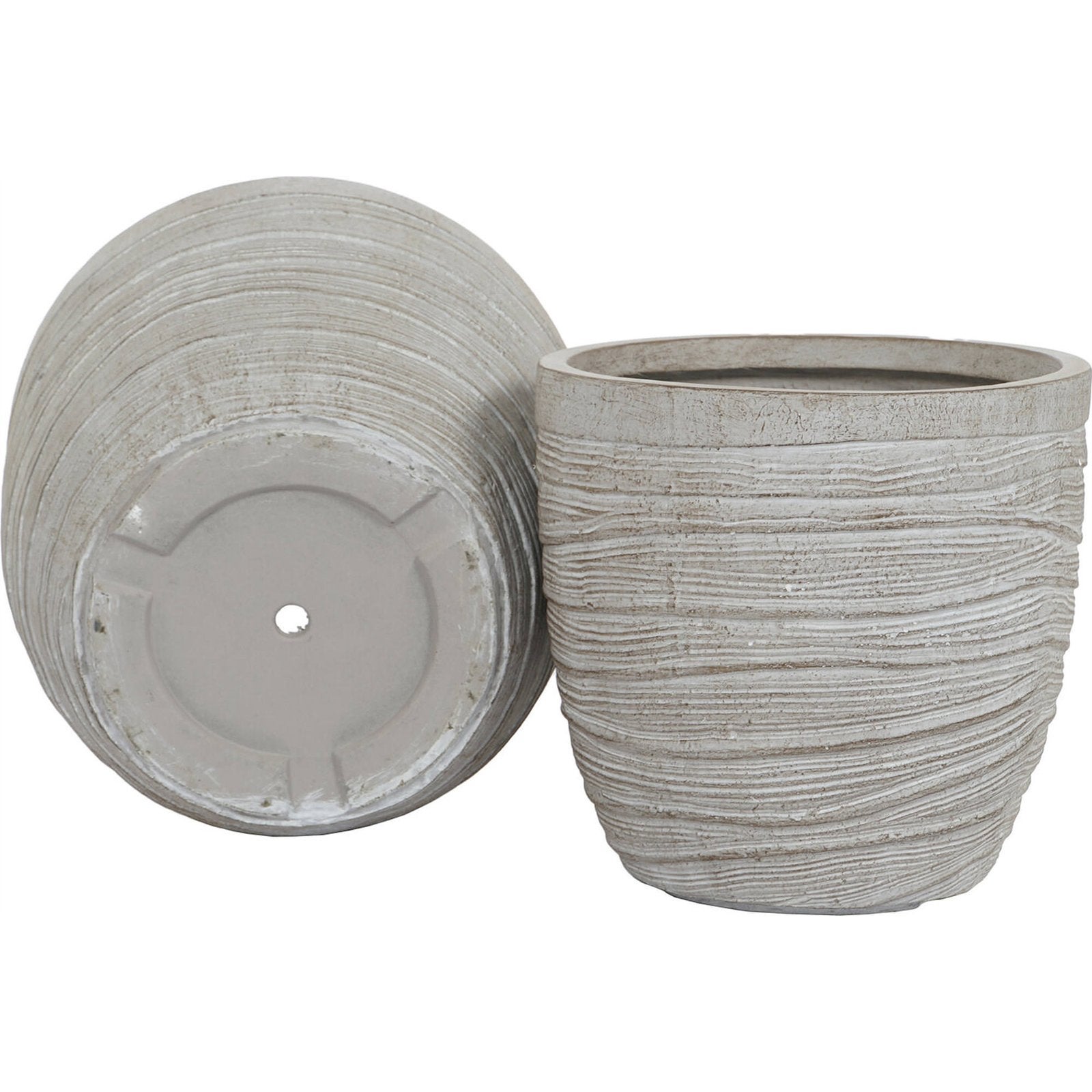 Cache-pot beige moderne en fibre de verre pour terrasse et jardin 45 x 45 x 43,5 cm beige effet pierre naturelle - 5