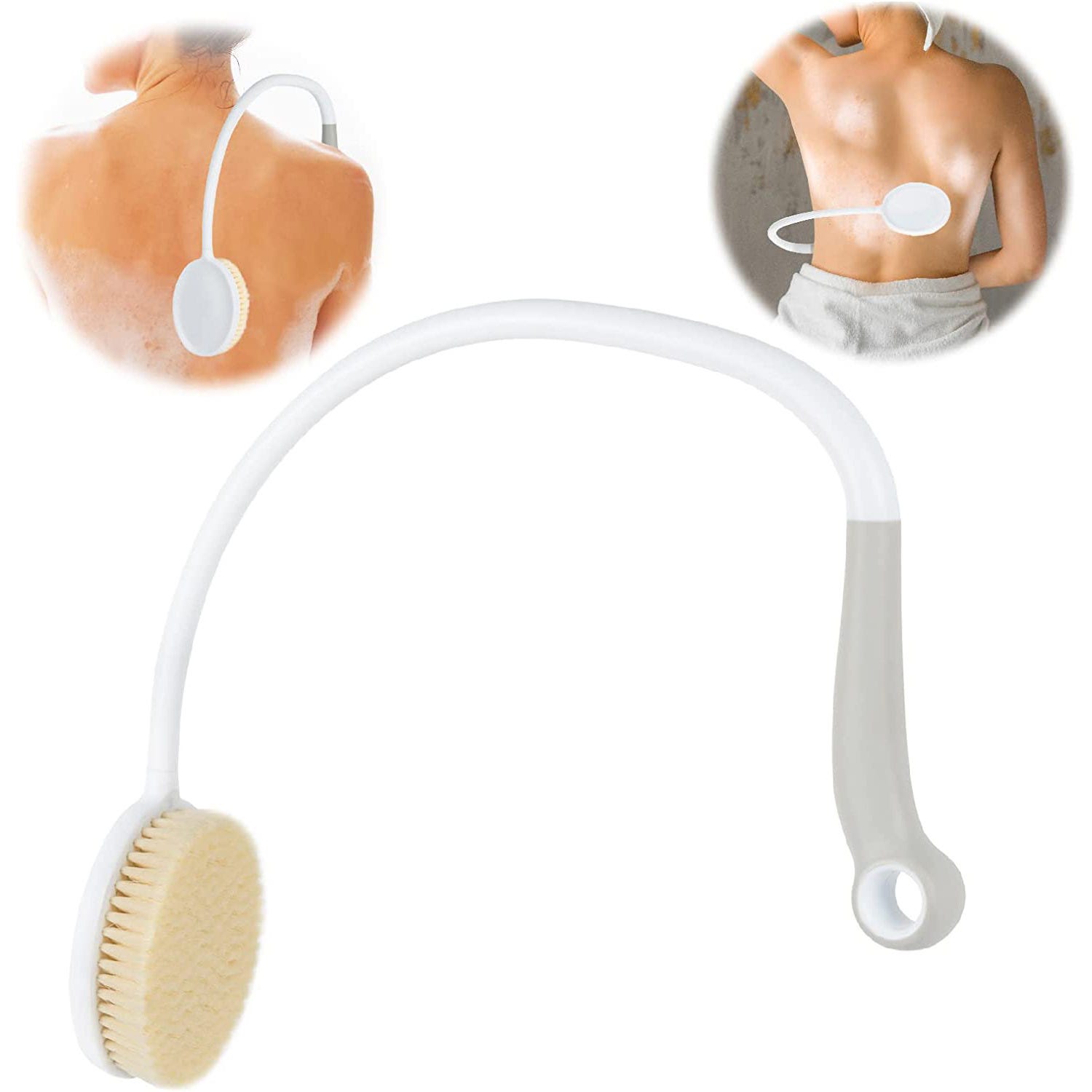 Szczotka tylna z długą rączką - Ergonomiczna szczotka prysznicowa z miękkim włosiem - Szczotka prysznicowa w kształcie litery U