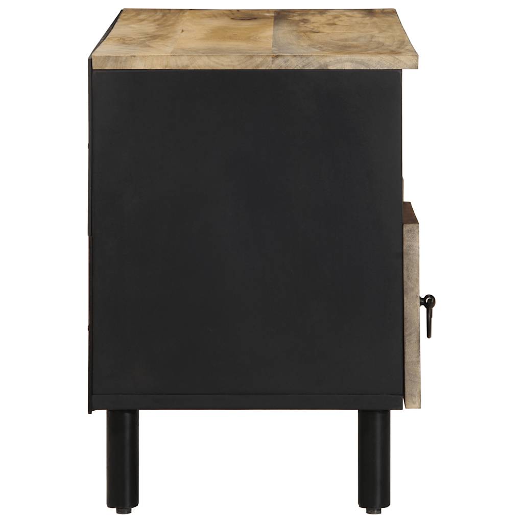 Móvel de TV madeira de mangueira maciça preta áspera 100x33,5x46 cm - COMFORTXL - 4