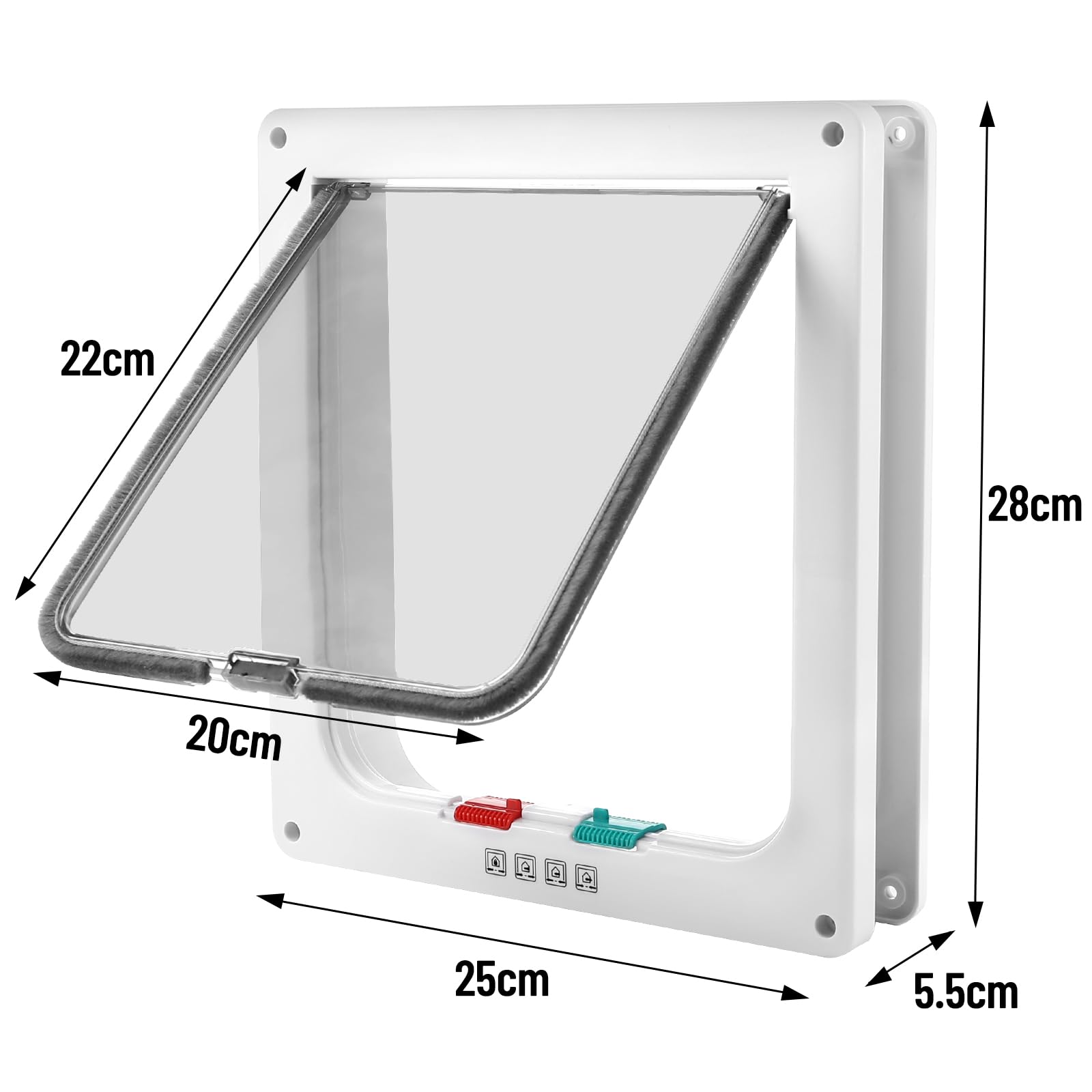 Gatera XL con bloqueo de 4 vías, 28×25×5.5cm para gatos y perros pequeños <75cm de circunferencia, fácil de instalar y usar - 3