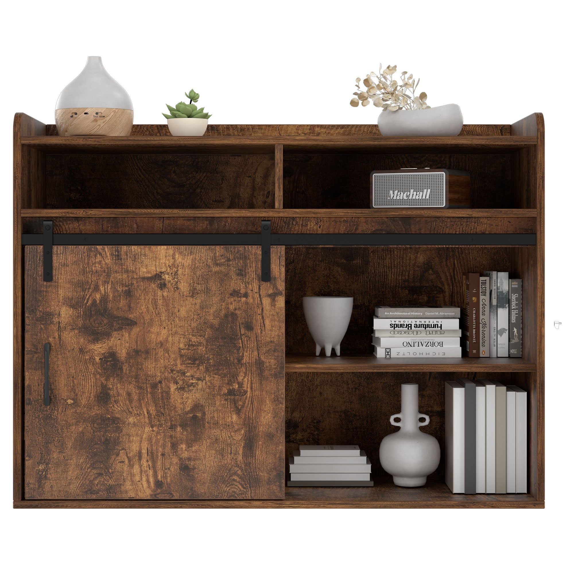 HOMAVO Buffet avec 3 Tiroirs, 1 Porte Coulissante et 2 Compartiments Ouverts – Meuble de Rangement - 4