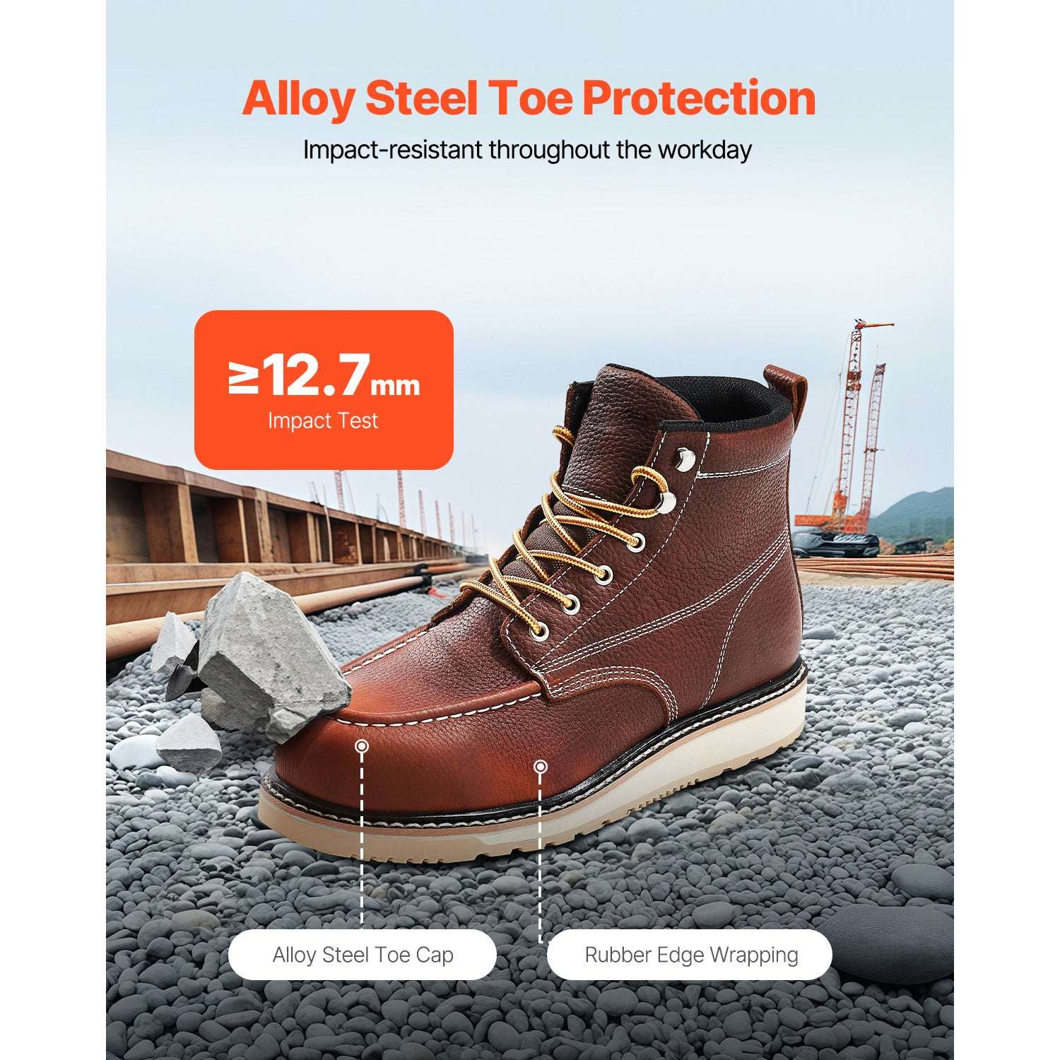 UK Taille SucceBuy 9,5 Bottes de travail embout acier,mocassin imperméable,antidérapantes,semelle EVA légère - 5