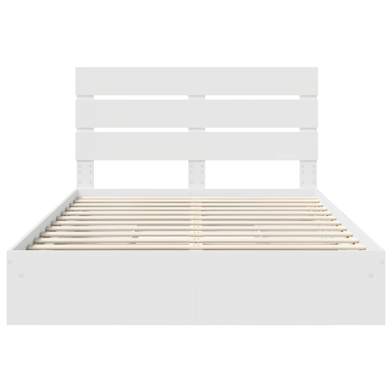 Lit de rangement blanc 140 x 190 cm en panneau de bois - 8
