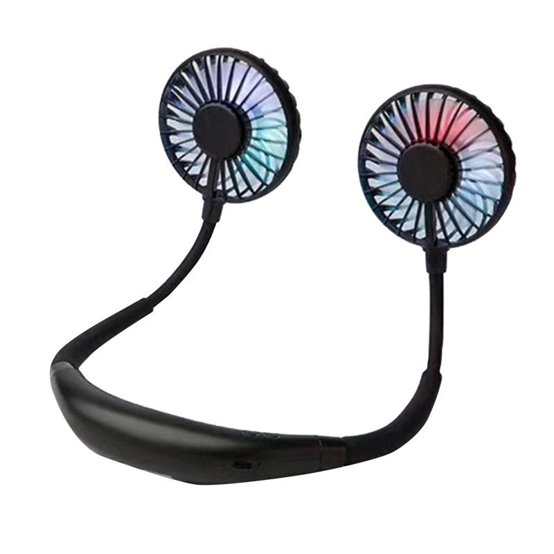 Przenośny wentylator na szyję, ładowany przez USB, zewnętrzny wentylator dla leniwych z lampkami LED i aromaterapią