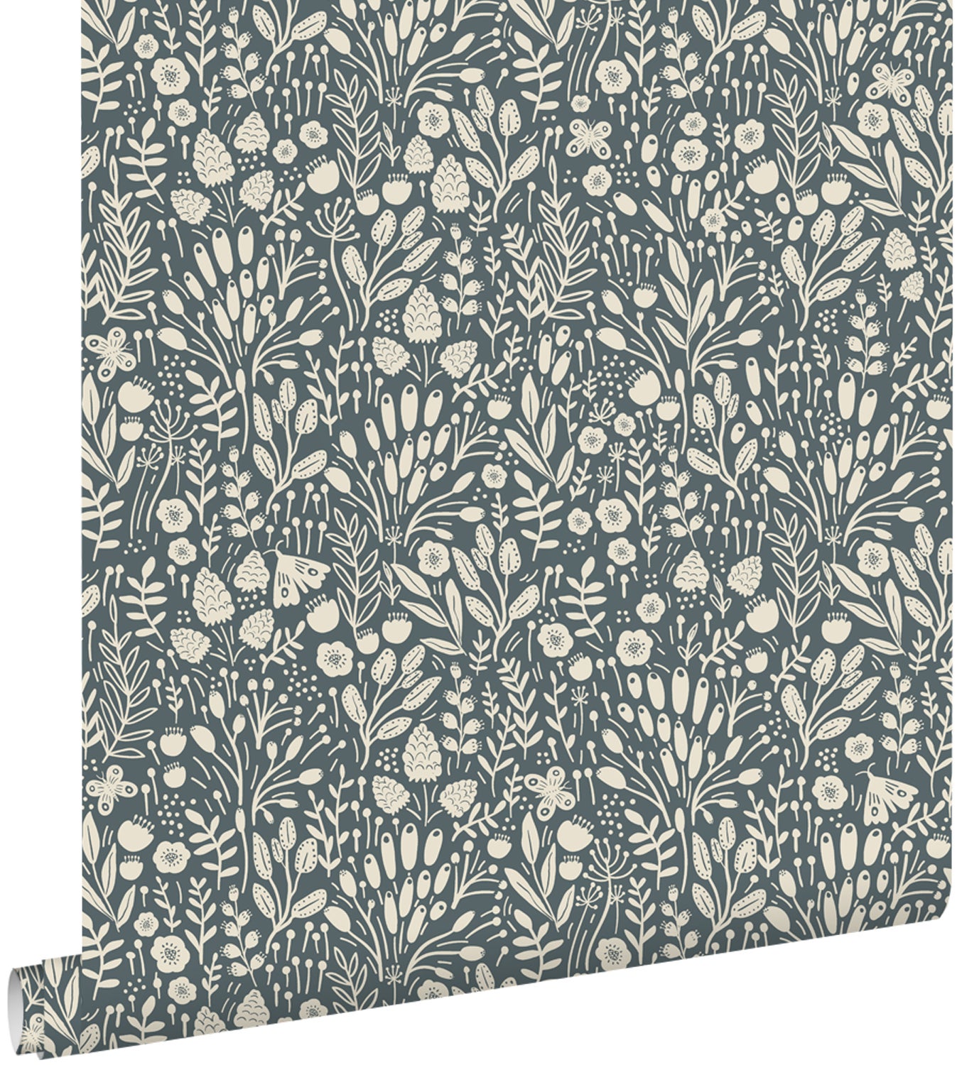 Tapeta kwiaty niebiesko-zielonym - 50 x 900 cm - ESTAHOME