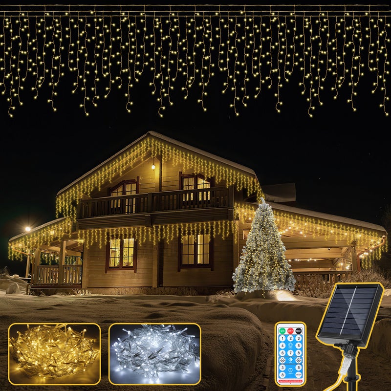 Guirlande Lumineuse Exterieure Pile, 12m 80LED 8 Modes IP65 Etanche