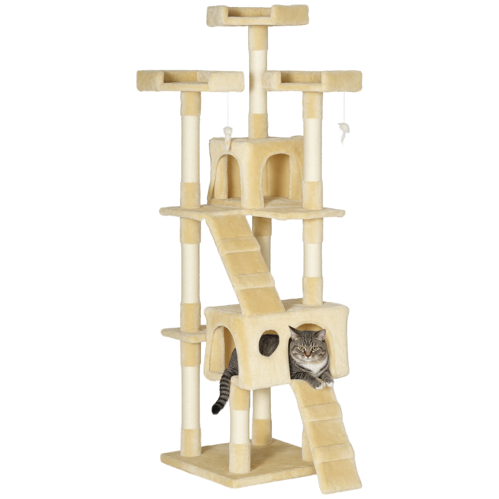 Arbre chat beige 173cm tour escalade 2 niches 3 couchages 2 rampes — free download