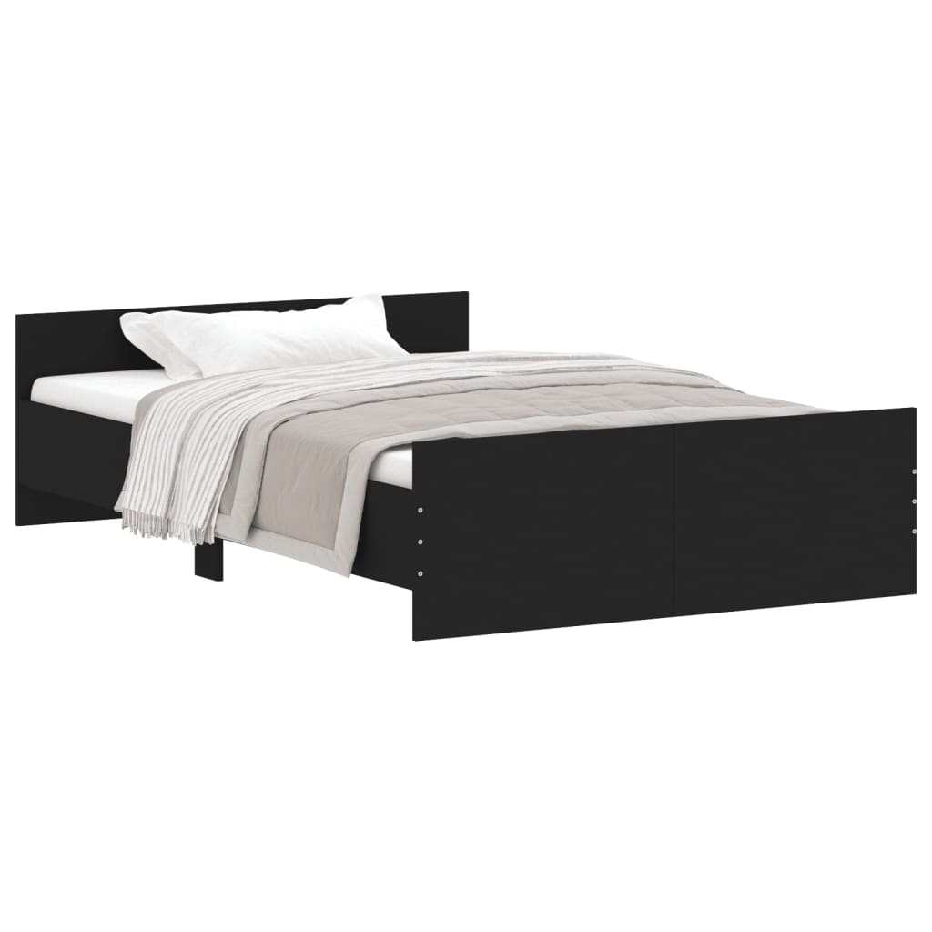 Cadre De Lit 120x190 Cm Métal Noir - 2 Places Avec Tête Et Pied De Lit - Hauteur 46 Cm - Sommier à Lattes Robuste Et Silencieux