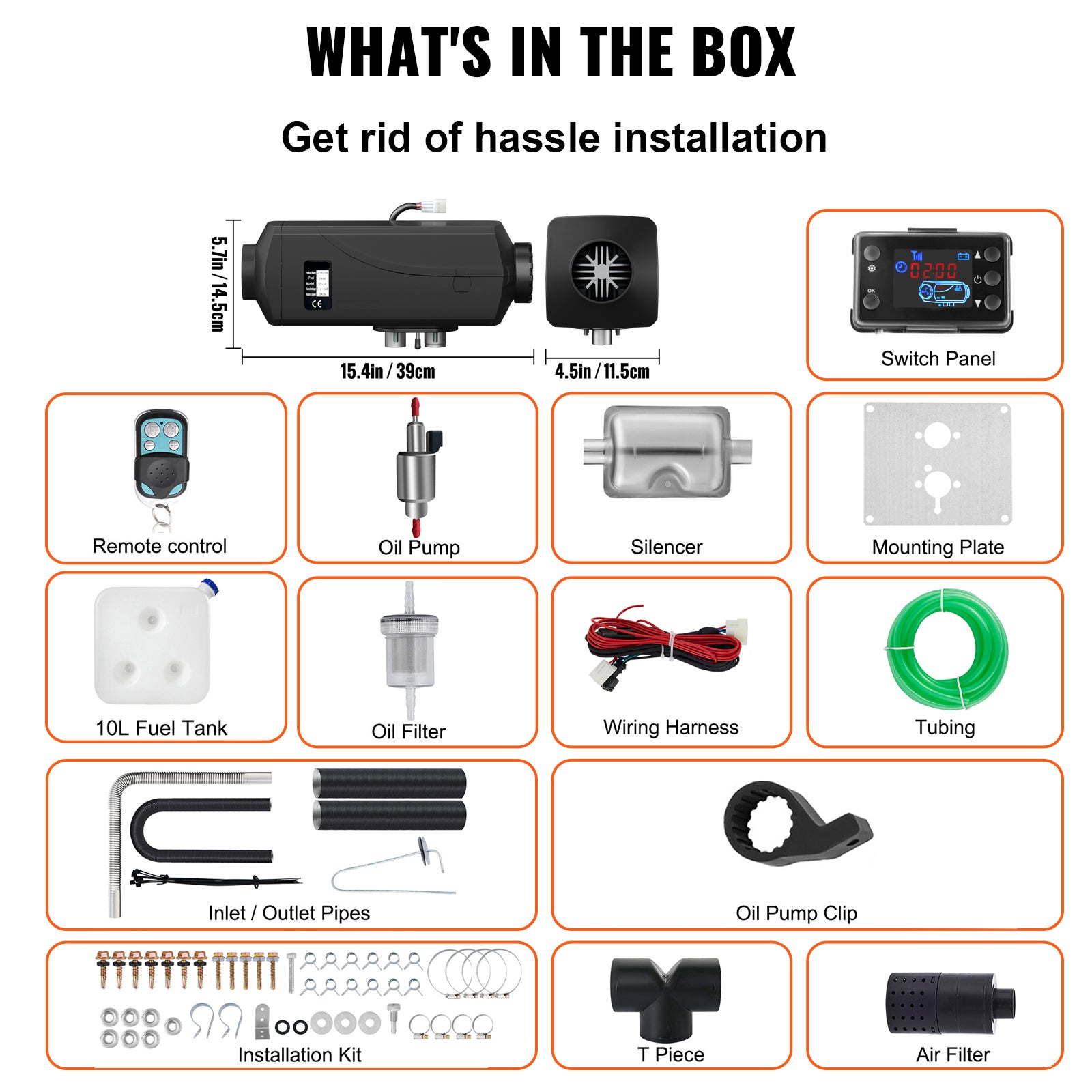 Chauffage à air diesel SucceBuy 12 V 5 kW avec interrupteur LCD, chauffage stationnement silencieux pour camping-cars, remorques, camions et bateaux - 9