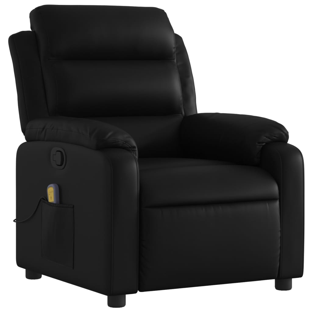 Fauteuil de Salon，Chaise，Fauteuil de massage inclinable noir similicuir - 3