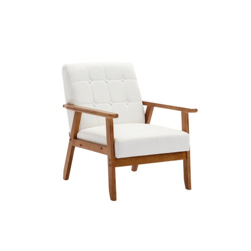 Silla de ocio con reposabrazos y pies de madera maciza, silla de acento de estilo moderno de mediados de siglo