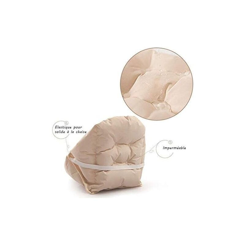 Coussin de Chaise avec Dossier siège Coquille Fauteuil Velours Douillet Elastique Impermeable pour Chaise en Rotin Paille Jardin Beige 40 40 48cm - 4