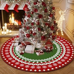 Mateju Jupe de Sapin de Noël Blanc pour Arbre de Noël Tapis d'arbre de Noël pour Plante Décorations de Fête de Vacances d'arbre de Noël, Maison, Vacances (90cm,Étoile