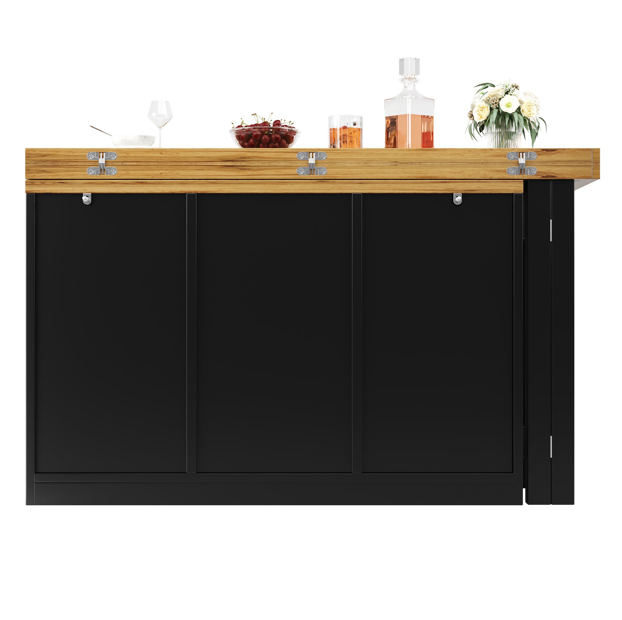 Table de cuisine extensible 120-197x40x72 cm avec buffet pivotant à 360 ...