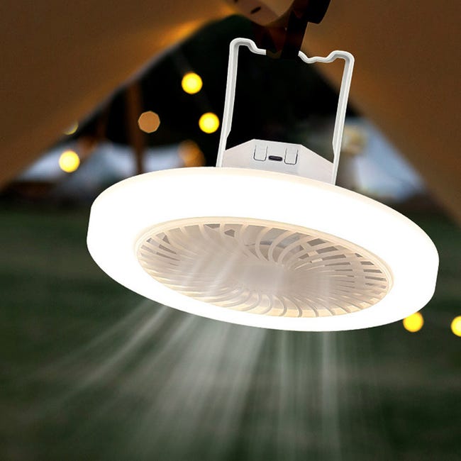 Odoland Ventilateur de camping 30 000 mAh avec lanterne LED Odoland Ventilateur de camping 30 000 mAh avec lanterne LED