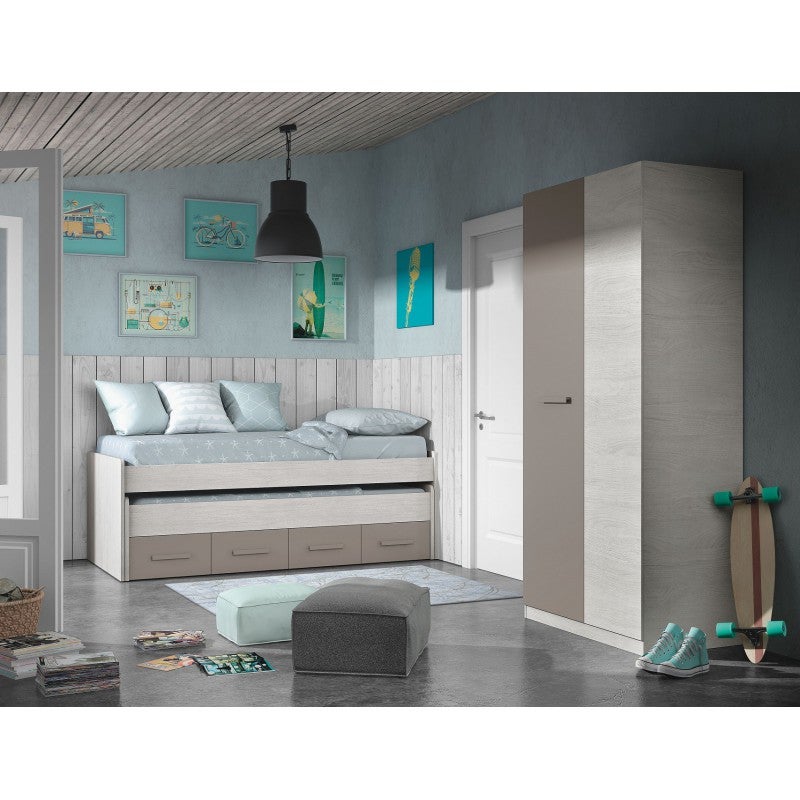 Mobelcenter - Cama Nido Juvenil Ares 2 Camas 2 Cajones - Color Blanco Alpes y Basalto, Medidas: Ancho: 198 cm x Fondo: 96 cm x Alto: 69 cm (0991) - 3
