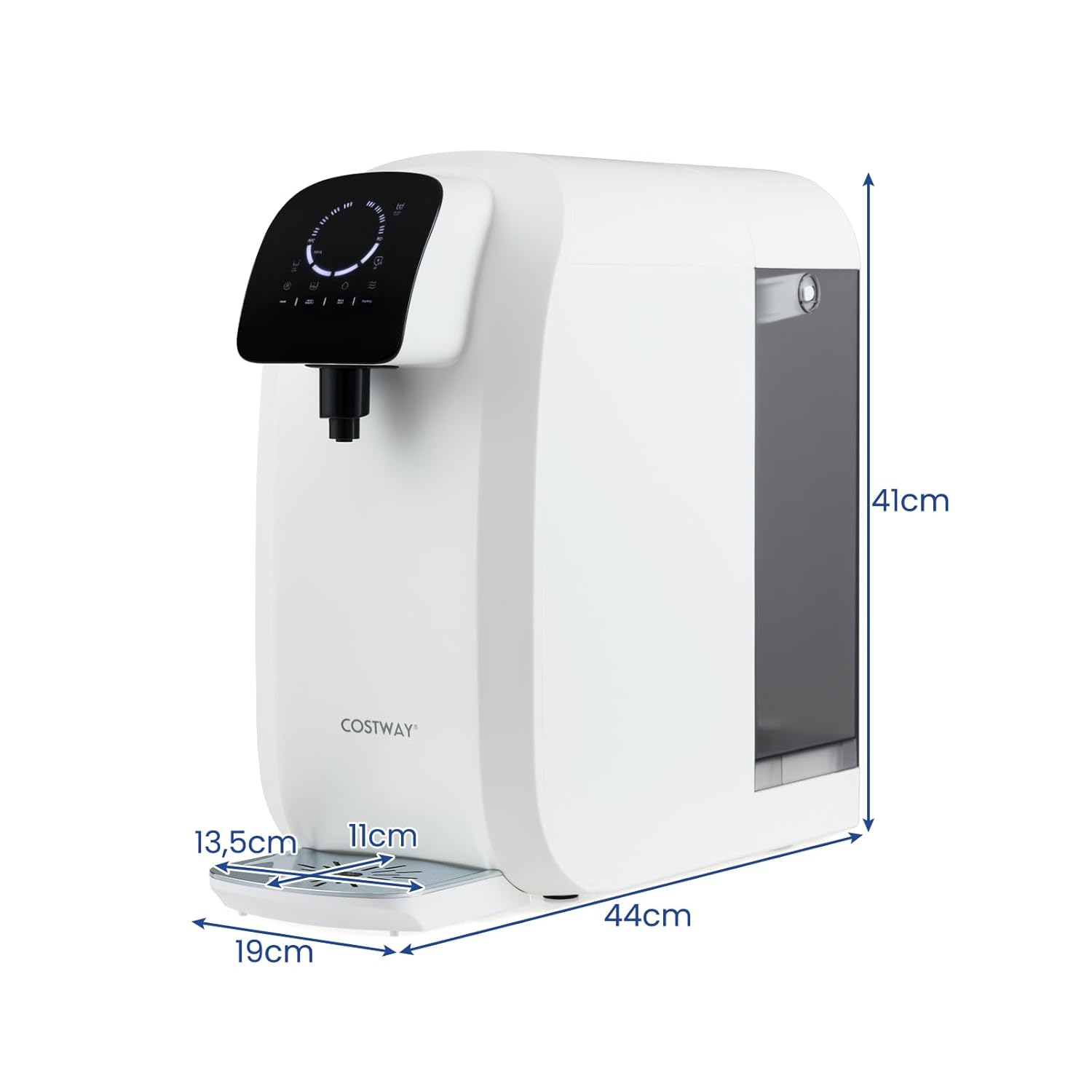 Purificador de água com sistema de osmose inversa para bancada, distribuidor de água com UV, 4:1 puro para drenagem, 4 volumes ajustáveis - 2