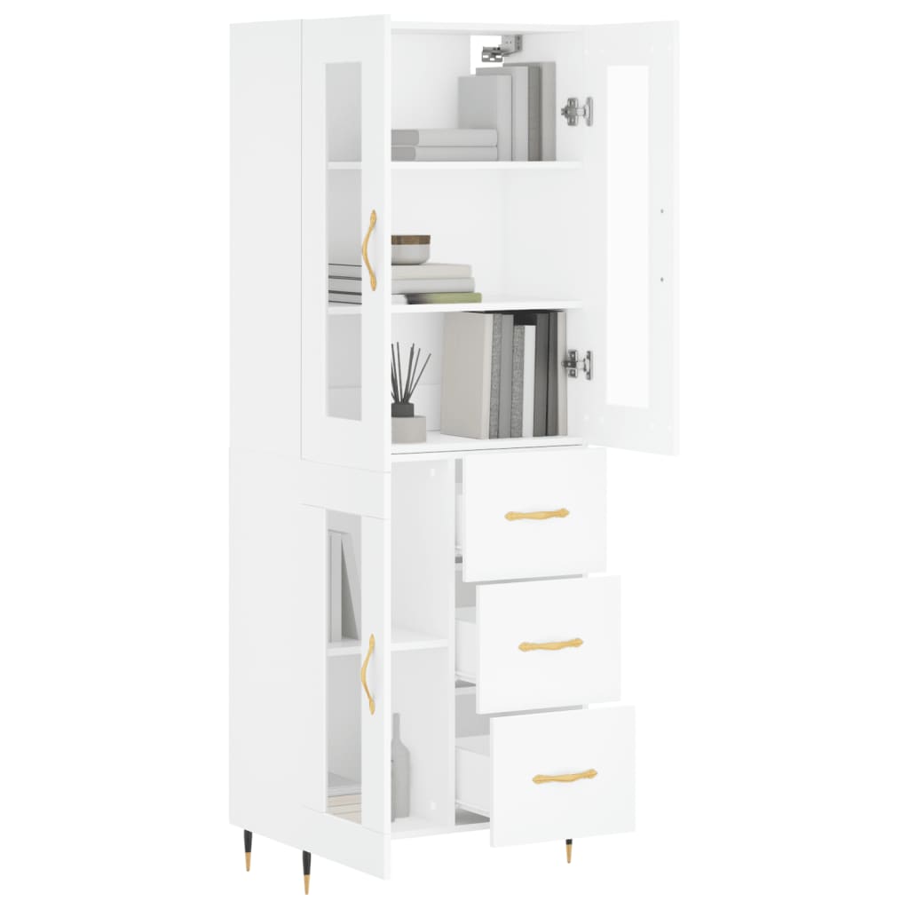 Buffet haut Blanc 69,5x34x180 cm Bois d'ingénierie - 3