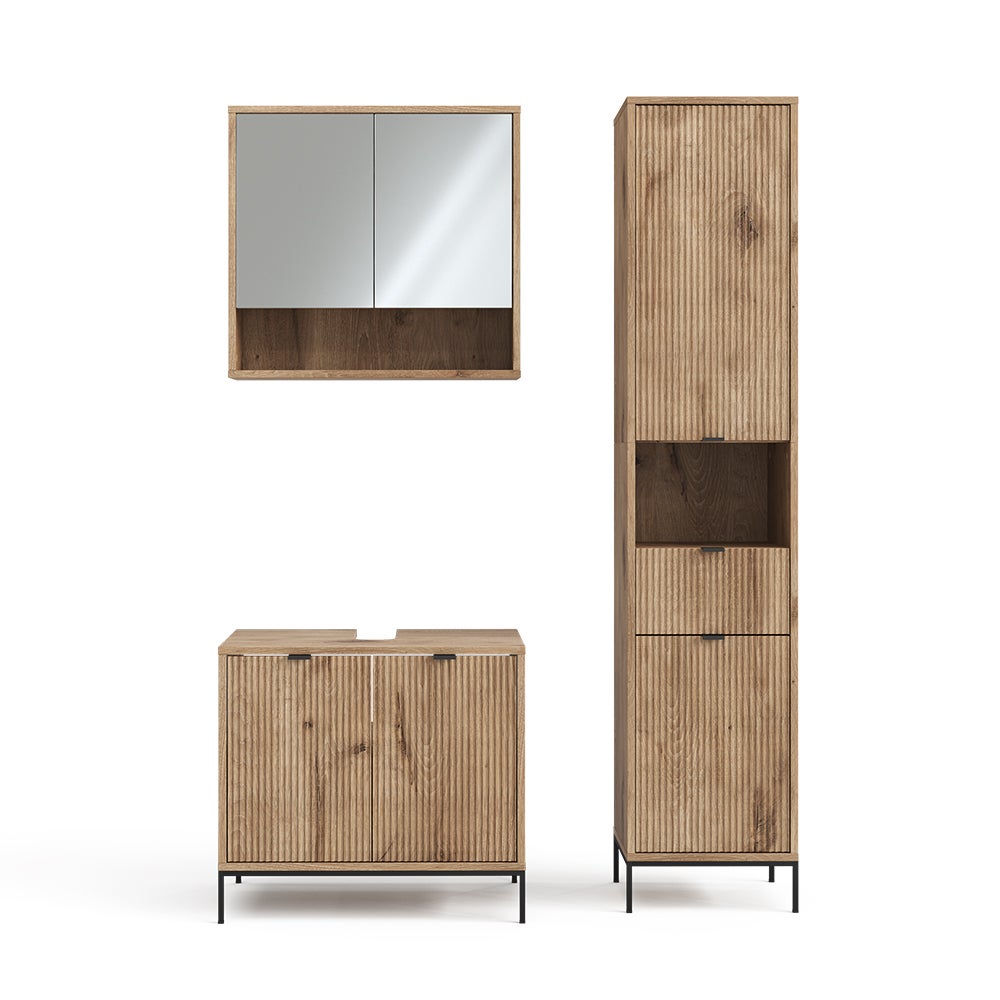Vicco Zestaw mebli łazienkowych Eliza, Viking Oak, 3 części, z wysoką jednostką