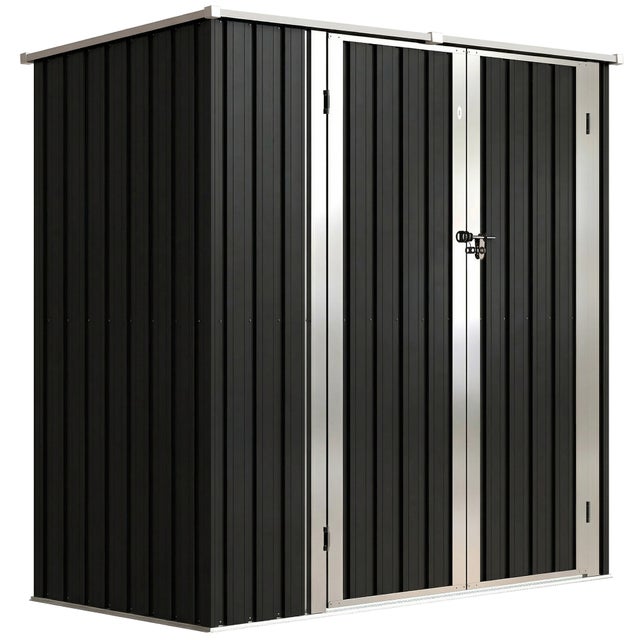 Caseta de Jardín Outsunny Acero Galvanizado Gris Oscuro 163x89x163 cm