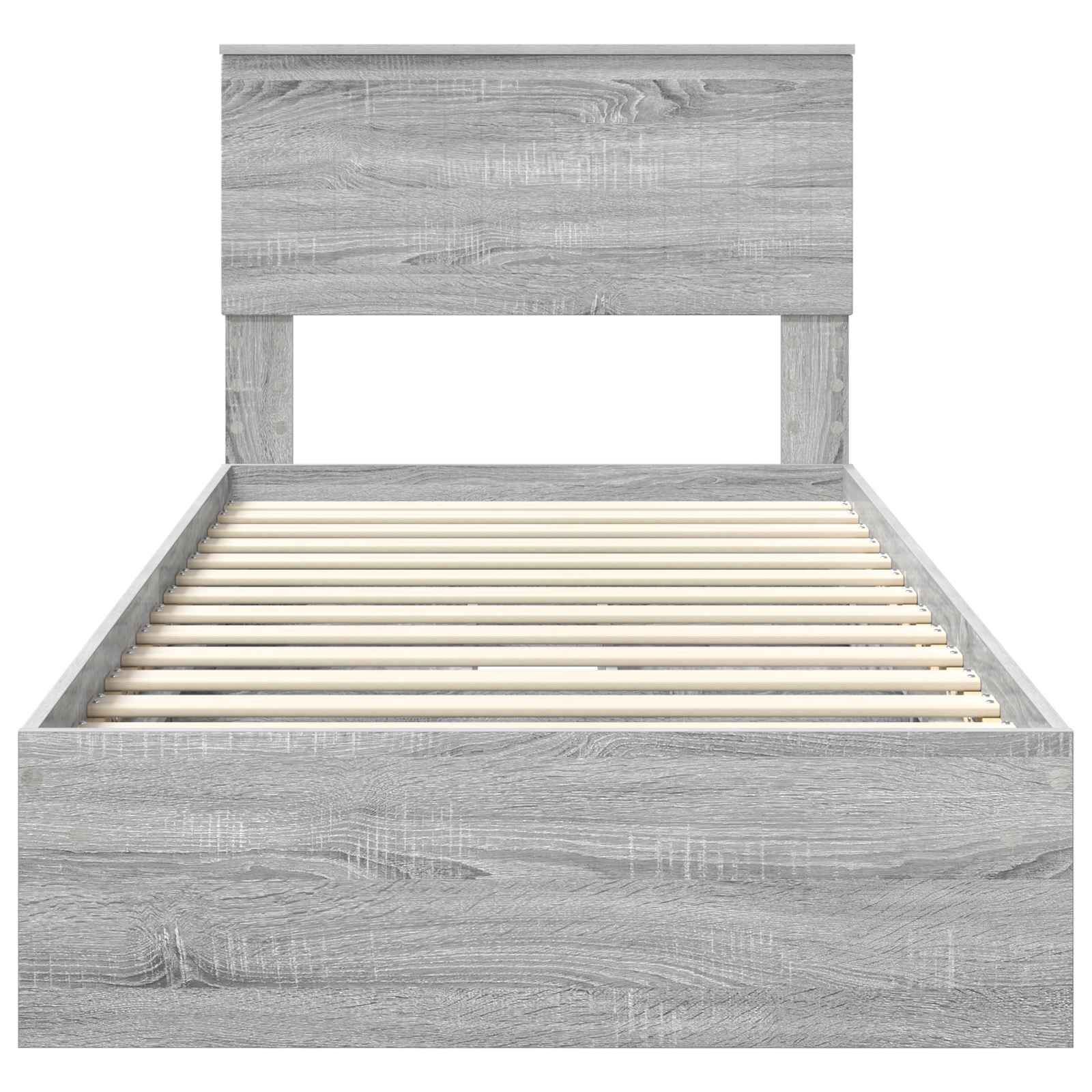 Lit de rangement gris 90 x 190 cm panneau de bois - 8