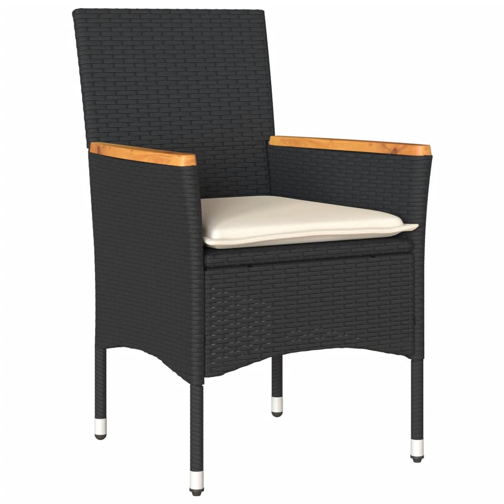 Chaises de jardin avec coussins 2 pcs noir résine tressée - 4