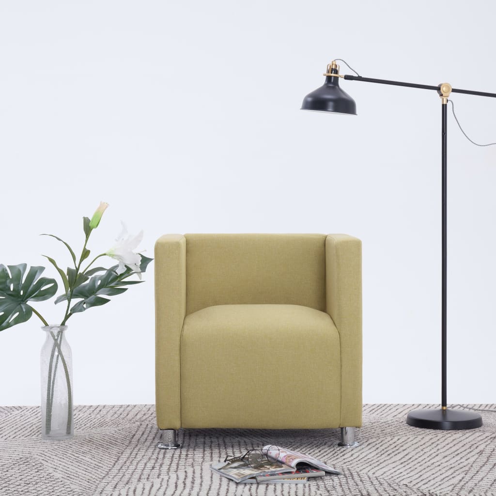Maison exclusive - sillón en forma de cubo de tela verde