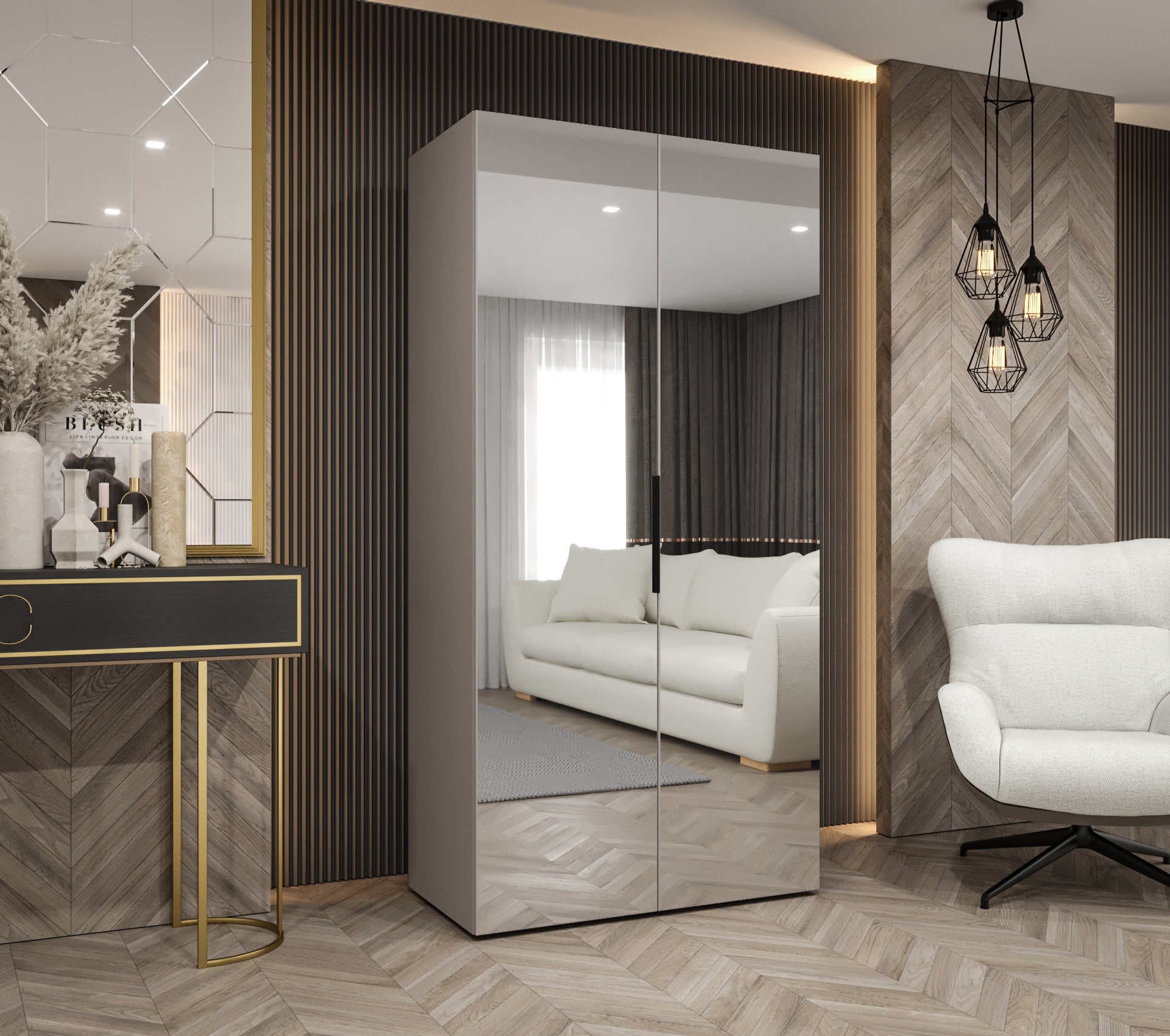 Szafa uchylna otwierana Marbella 3 100 x 52 x 202 cm kaszmir + u. czarny Abiks Meble - 2