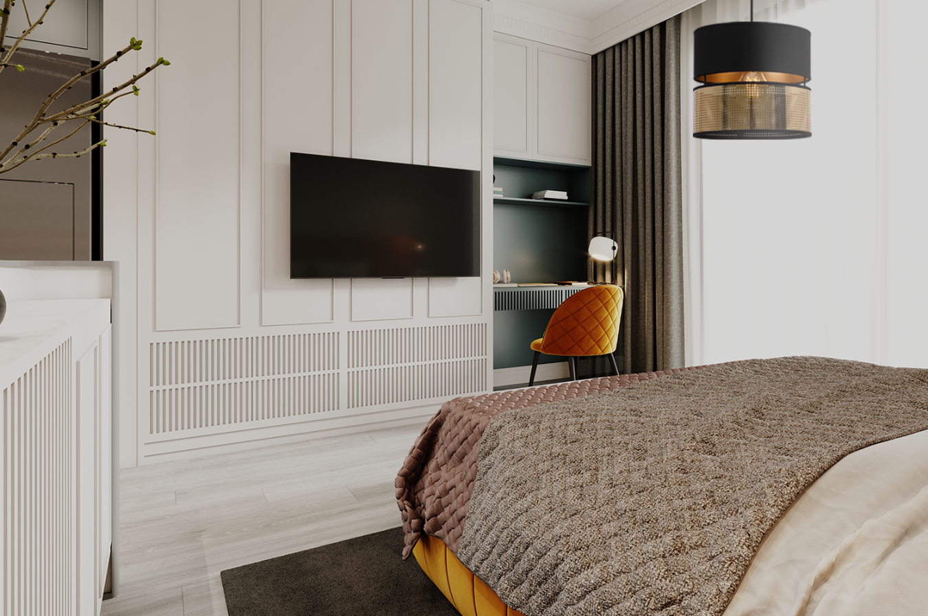 Lampa sufitowa wisząca Asti Duo czarna glamour 1xE27 abażur okrągły tuba 20cm czarny/złoty Light Home LH - 4