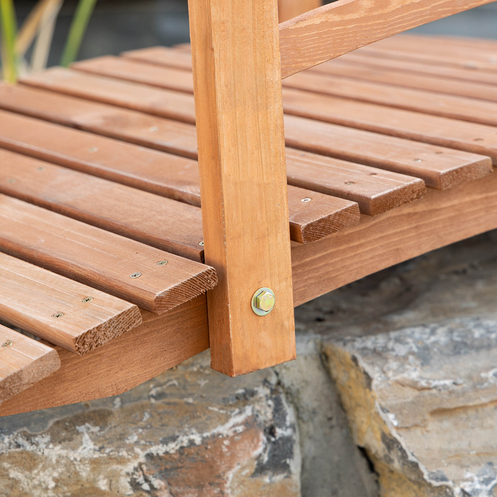 Pont de jardin bois massif pour aménagement bassin extérieur franchissement sécurisé 185 cm - ComfortXL Outdoor Living - 8