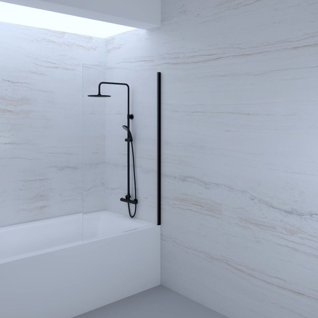 Pare-Baignoire fixe verre anticalcaire et aluminium 80 x 140 Noir - 4