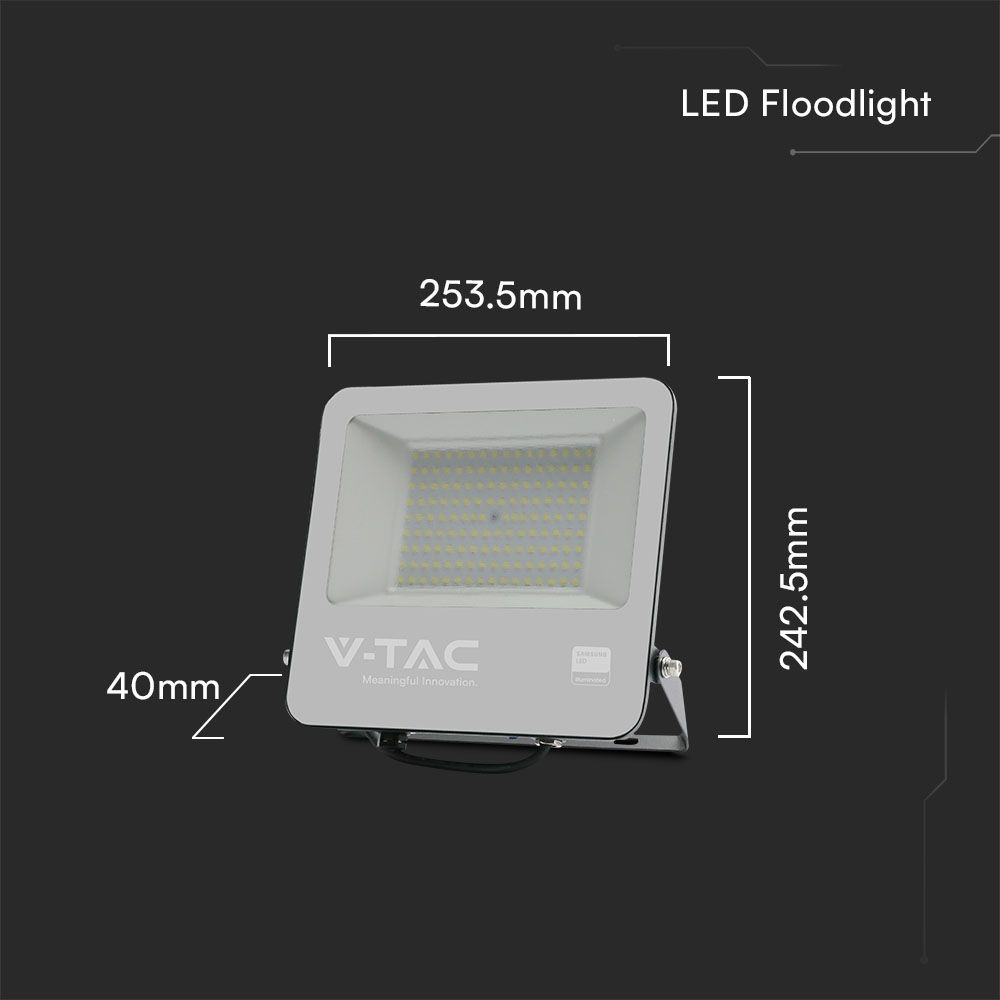 Projecteur LED 100W SMD SAMSUNG Câble 1m Noir Verre Mat Gris 6400K 10000lm - 4