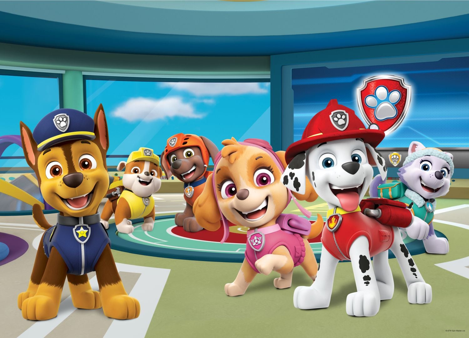 Póster decorativo paw patrol azul, verde y rojo - 155 x 110 cm - sanders & sanders
