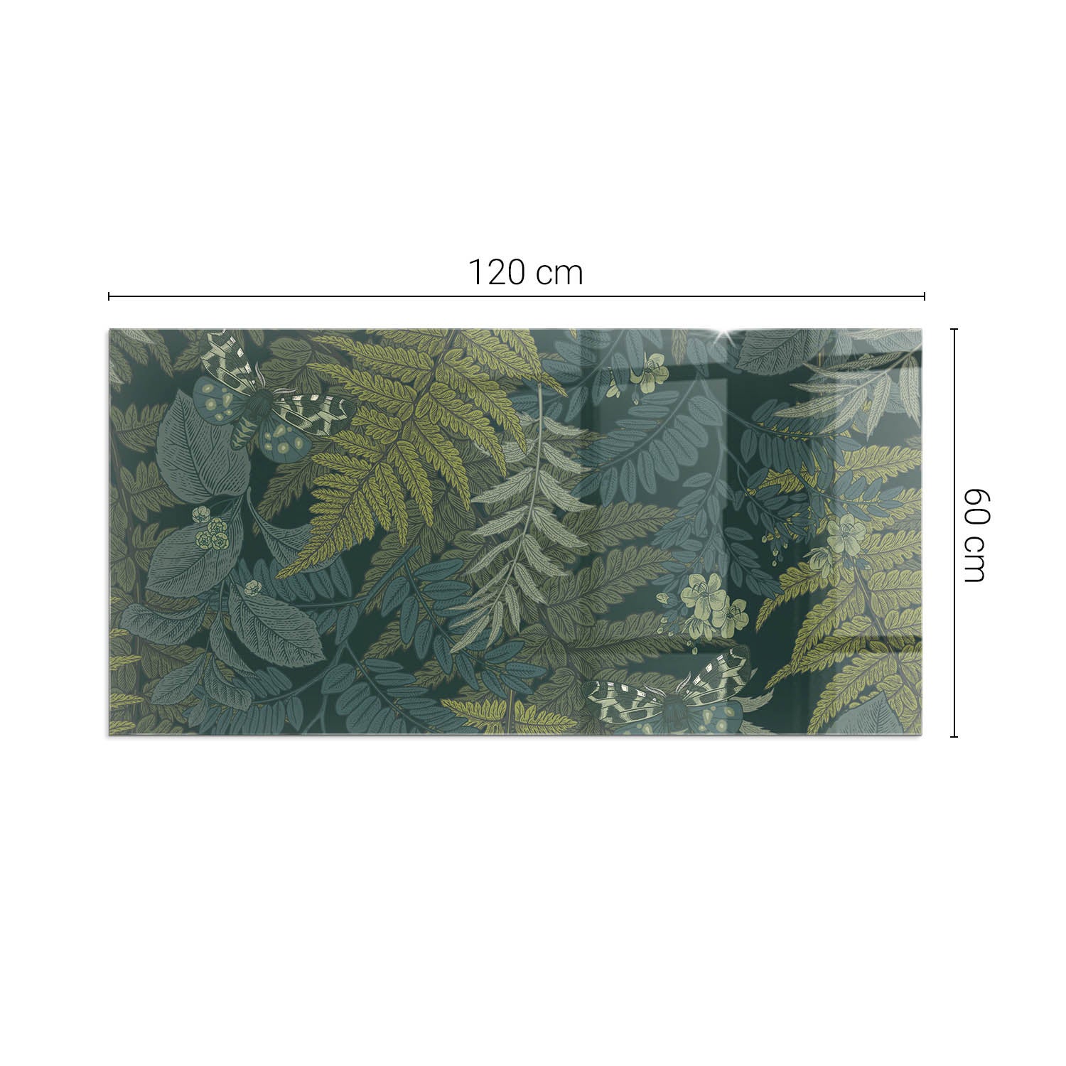 Szkło ochronne żaroodporne pod kominek - 120x60 cm - Motywy roślinne z motylami - TULUP - 2
