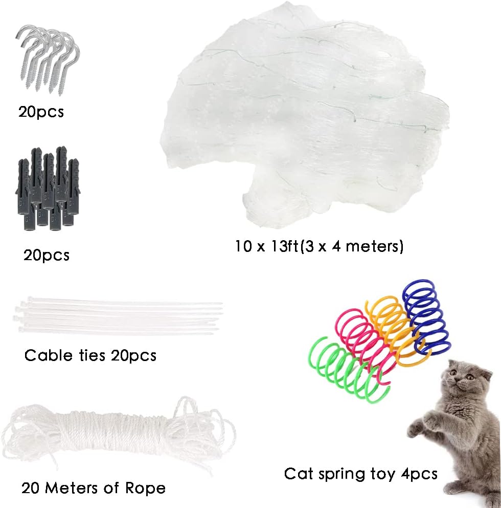 (3 x 4 m, Noir) Filet de balcon pour chat, filet de protection pour balcon, filet anti-chute pour animaux de compagnie, filet de clôture en nylon - 3