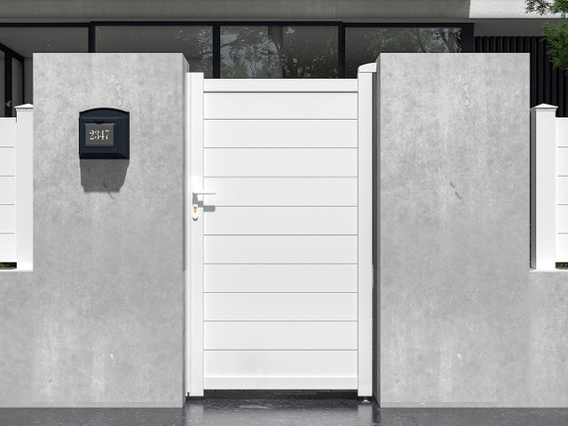 Cancello a battente L103 x H180 cm Alluminio pieno Bianco - NAZARIO