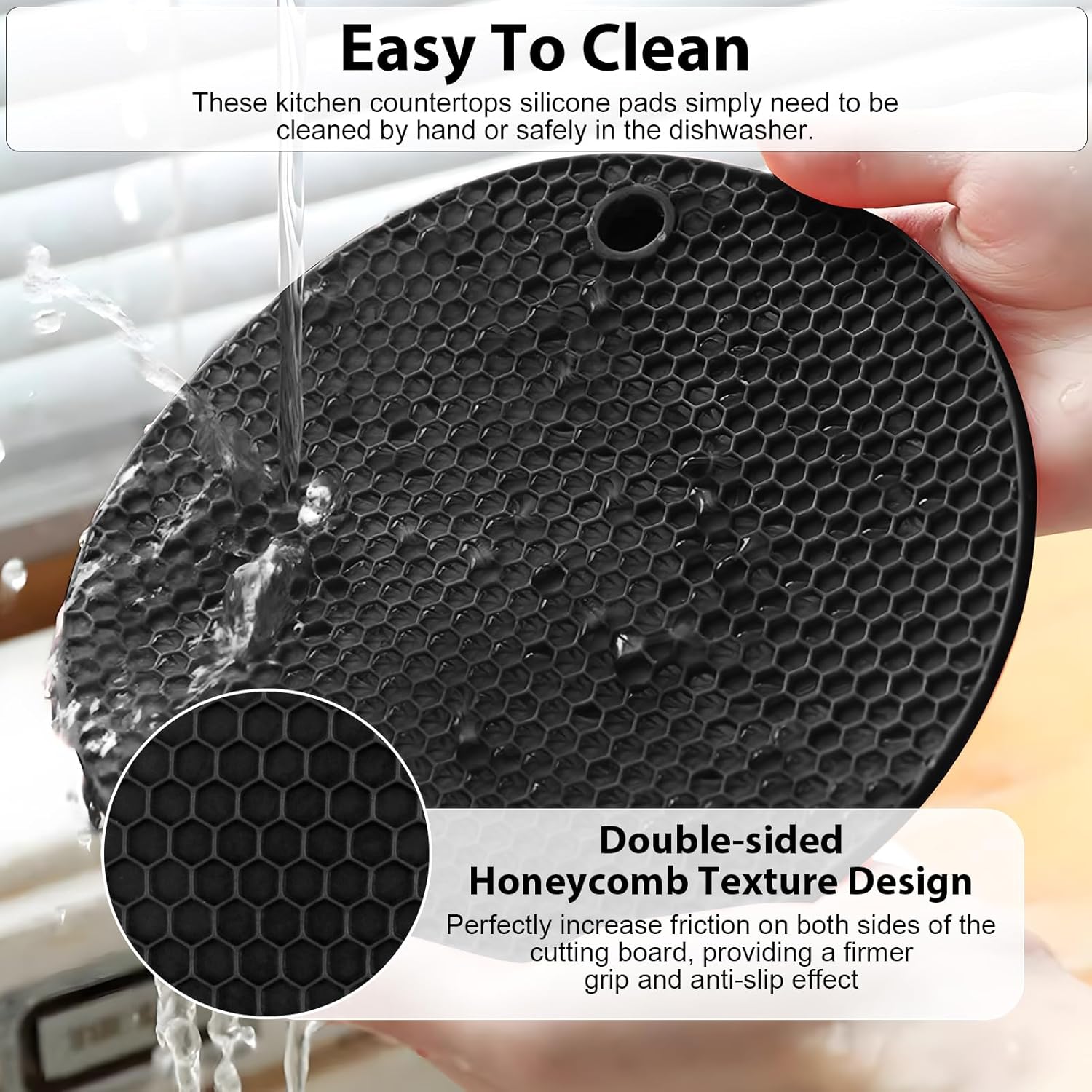 4PCS Tapis de Silicone Antidérapant, Extra Durables et Résistants à la Chaleur pour Casseroles, Poêles et Pots, Protection de Surface pour Cuisine - 5