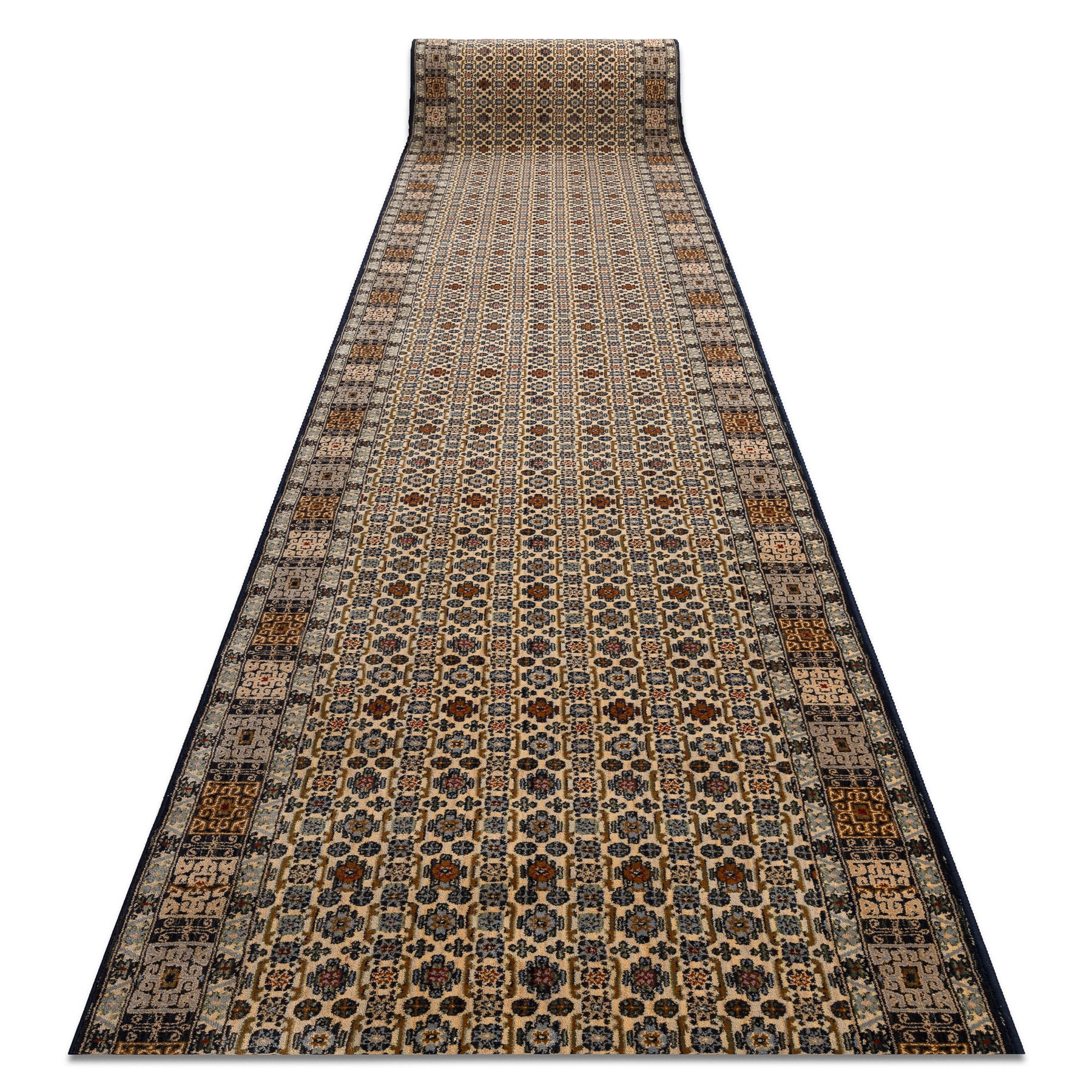 Chodnik wełniany KESHAN 6428/53551 Orientalny beż / granat 90cm 90x900 cm