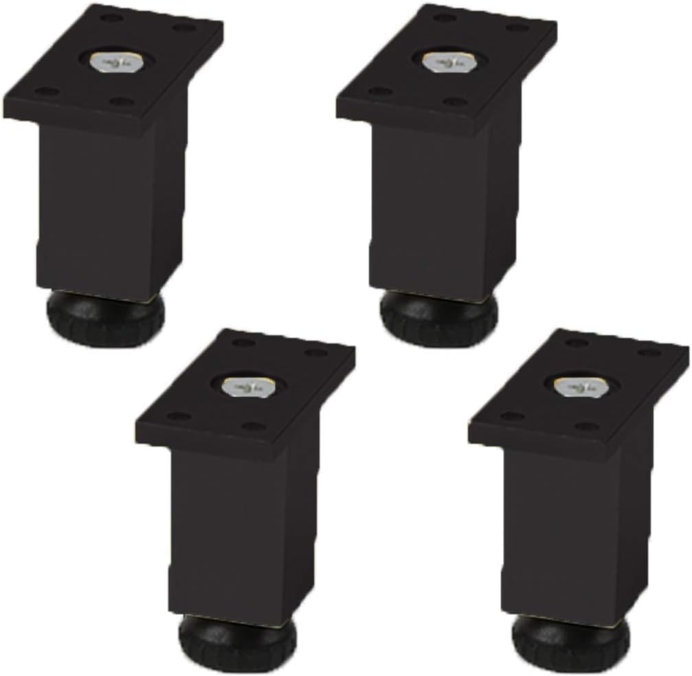 Picioare de mobilă reglabile din metal negru, set de 4, pătrate, din aliaj de aluminiu. Pentru mese, canapele și piese de schimb. Robuste și stabile 4buc